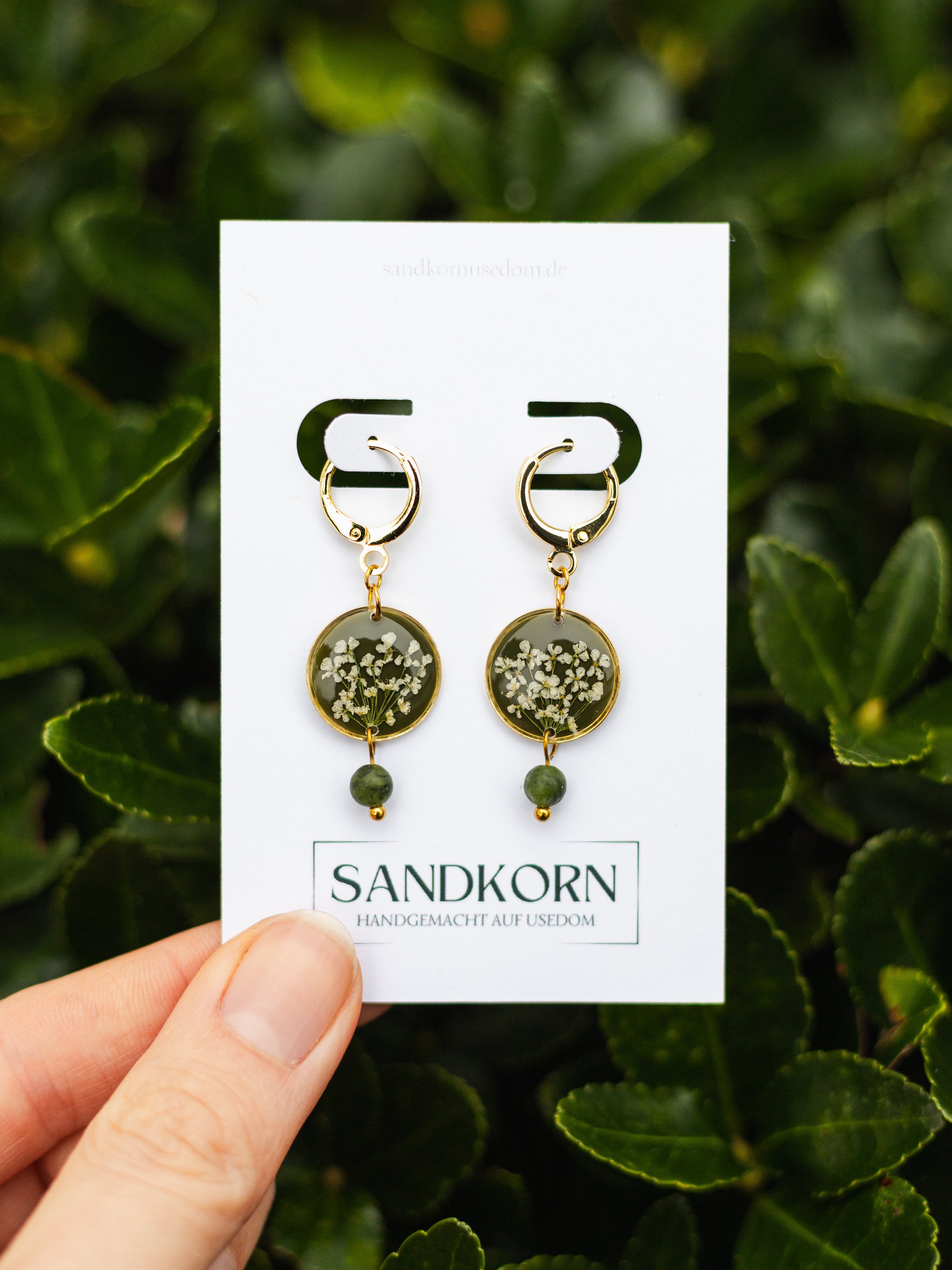 Ohrringe mit Wilder Möhre und Jade