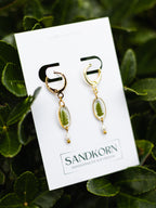 Ohrringe mit Farn und Süßwasserperlen