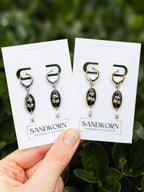 Schwarze Ohrringe mit echten Blüten und Süßwasserperlen | Usedom Schmuck | Naturschmuck | Ohrringe mit Blumen