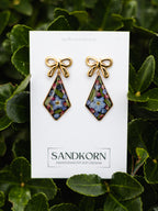 Kolczyki z niezapominajką, wrzosem i paprocią