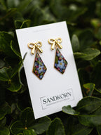 Kolczyki z niezapominajką, wrzosem i paprocią