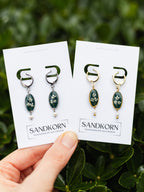 Grüne Ohrringe mit echten Blüten und Süßwasserperlen | Usedom Schmuck | Naturschmuck | Ohrringe mit Blumen