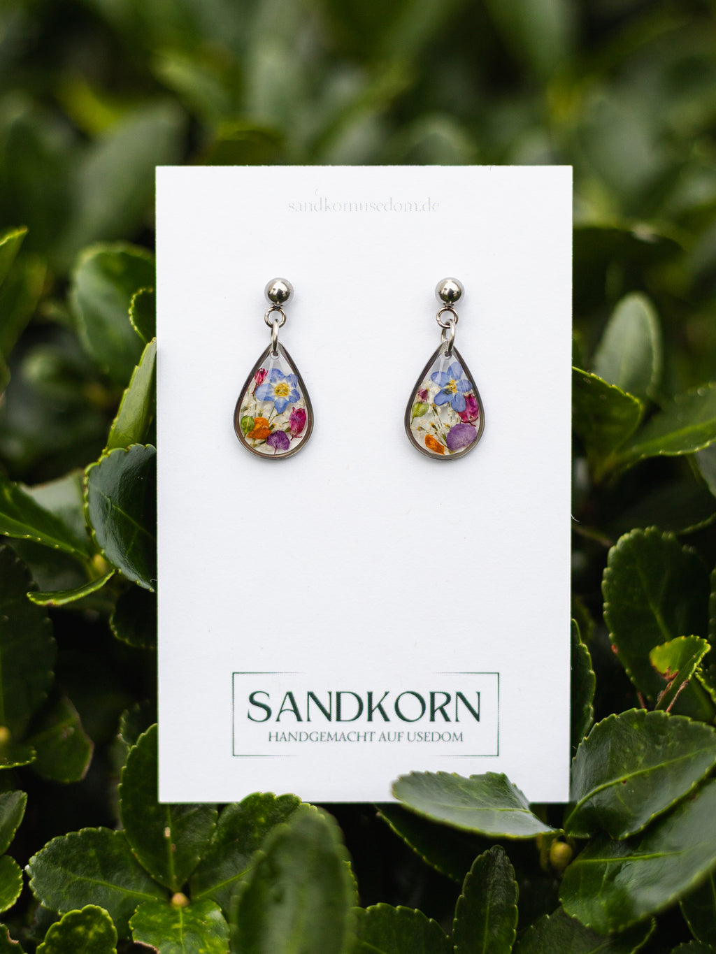 Ohrringe mit kleinem Garten - Silber