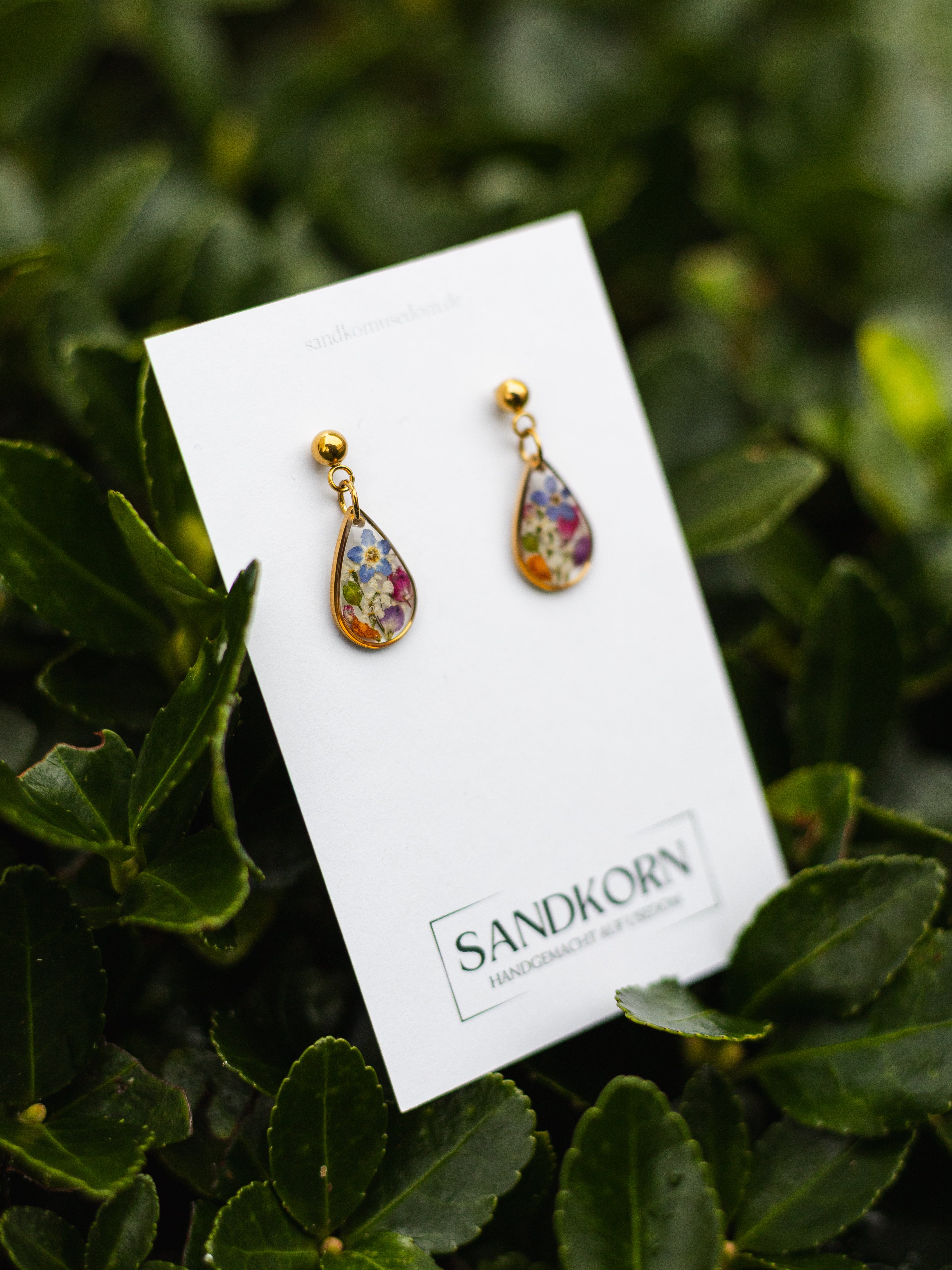 Ohrringe mit kleinem Garten - Gold