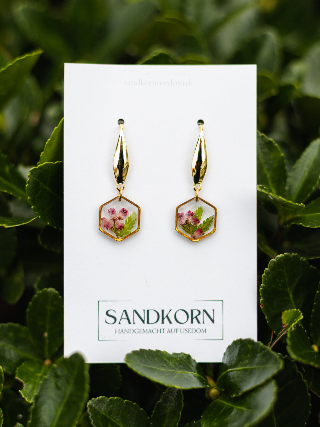 Kolczyki z wrzosem i paprocią