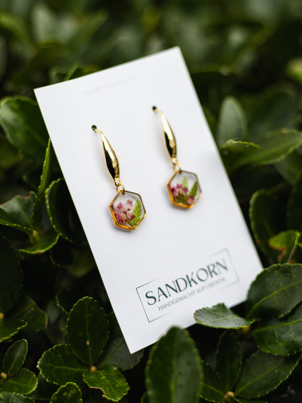 Kolczyki z wrzosem i paprocią