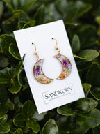 Kolczyki księżycowe z kolorowym ogrodem