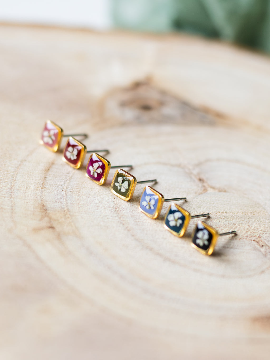 Mini-Ohrstecker mit echten Blüten in verschiedenen Farben | Usedom Schmuck | Naturschmuck | Blumenschmuck | Ohrstecker für Kinder | Regenbogen Schmuck