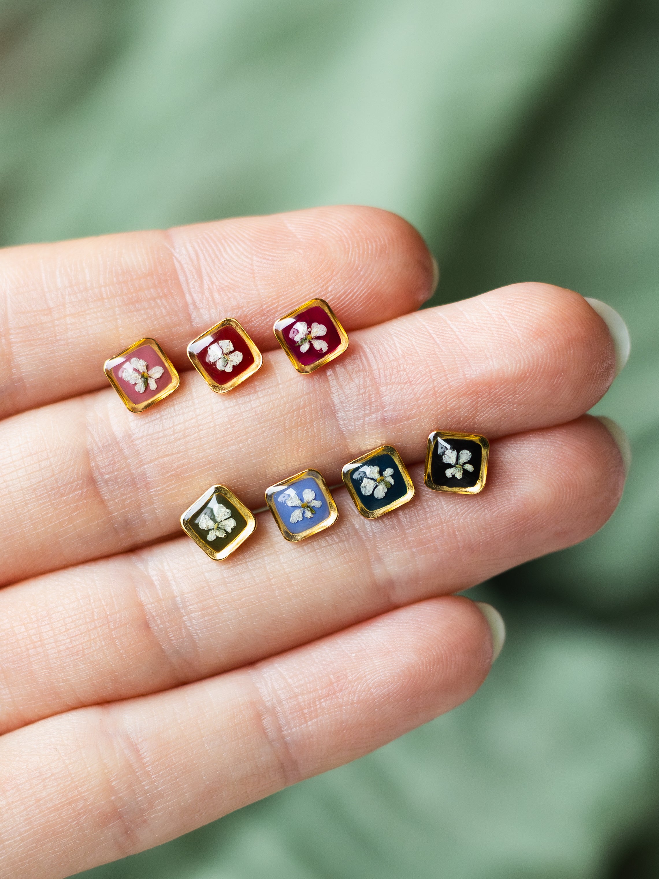 Mini-Ohrstecker mit echten Blüten in verschiedenen Farben | Usedom Schmuck | Naturschmuck | Blumenschmuck | Ohrstecker für Kinder | Regenbogen Schmuck