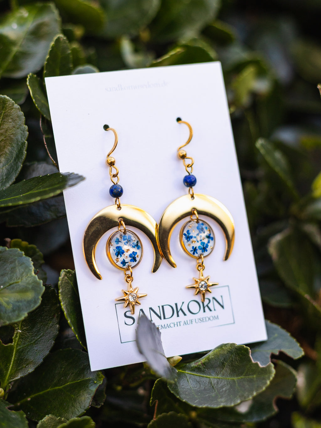 Ohrringe mit Mond, Stern und Wilder Möhre