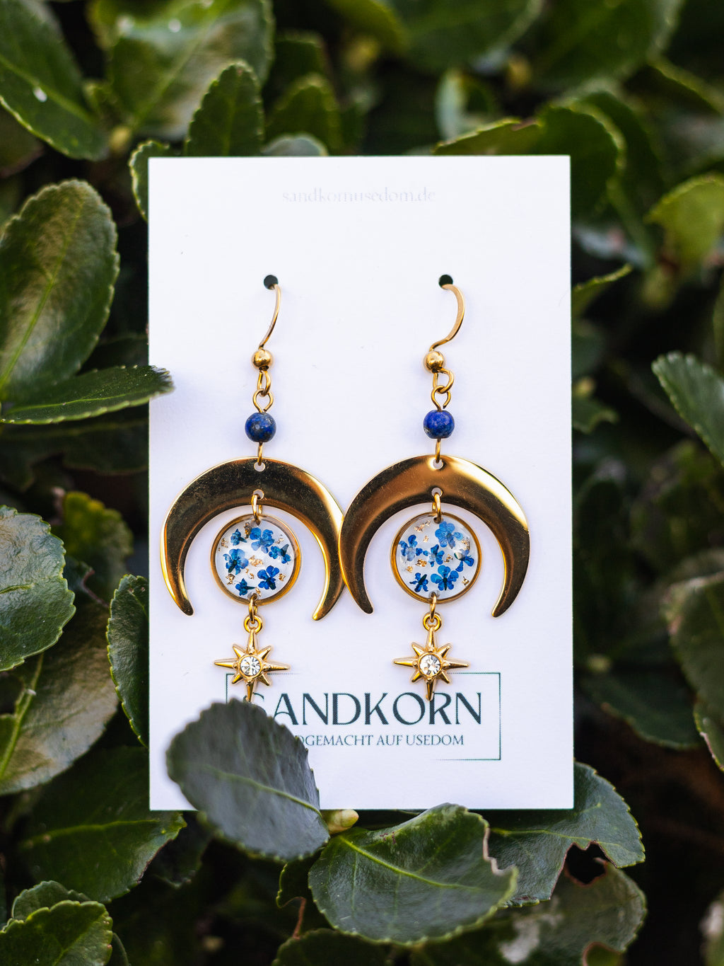 Ohrringe mit Mond, Stern und Wilder Möhre