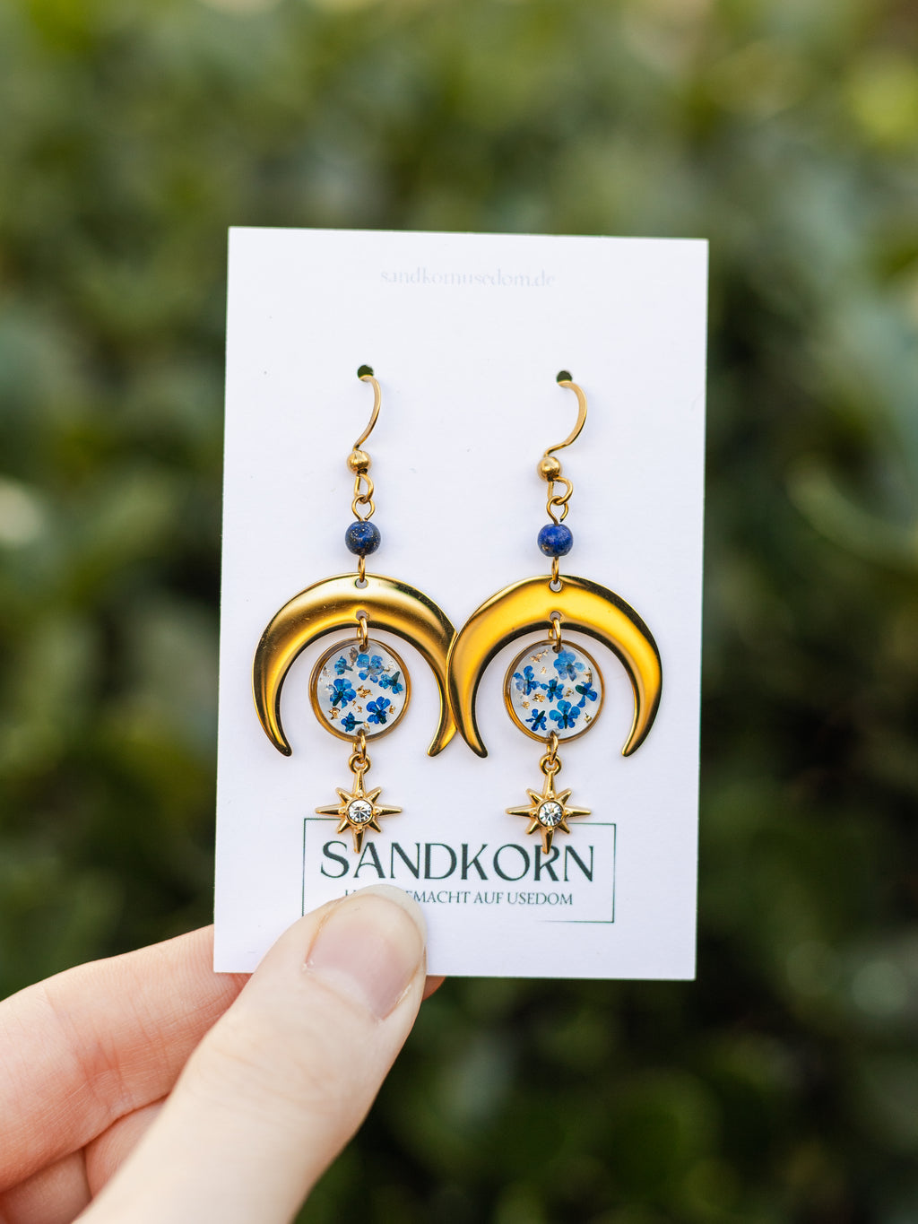 Ohrringe mit Mond, Stern und Wilder Möhre