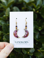 Mond-Ohrringe mit Sterndolde und Turmalinperlen - SANDKORN Usedom 
