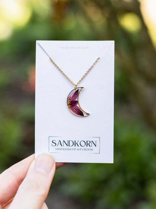 Halskette mit Mond und Sterndolde - SANDKORN Usedom 