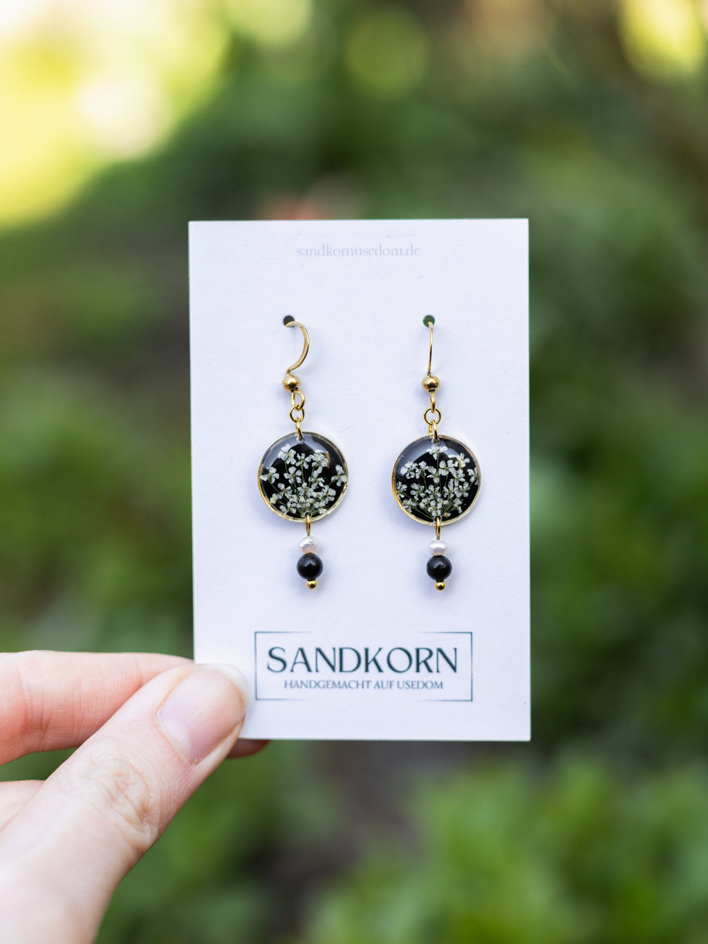 Ohrringe mit Wilder Möhre und Turmalinperlen