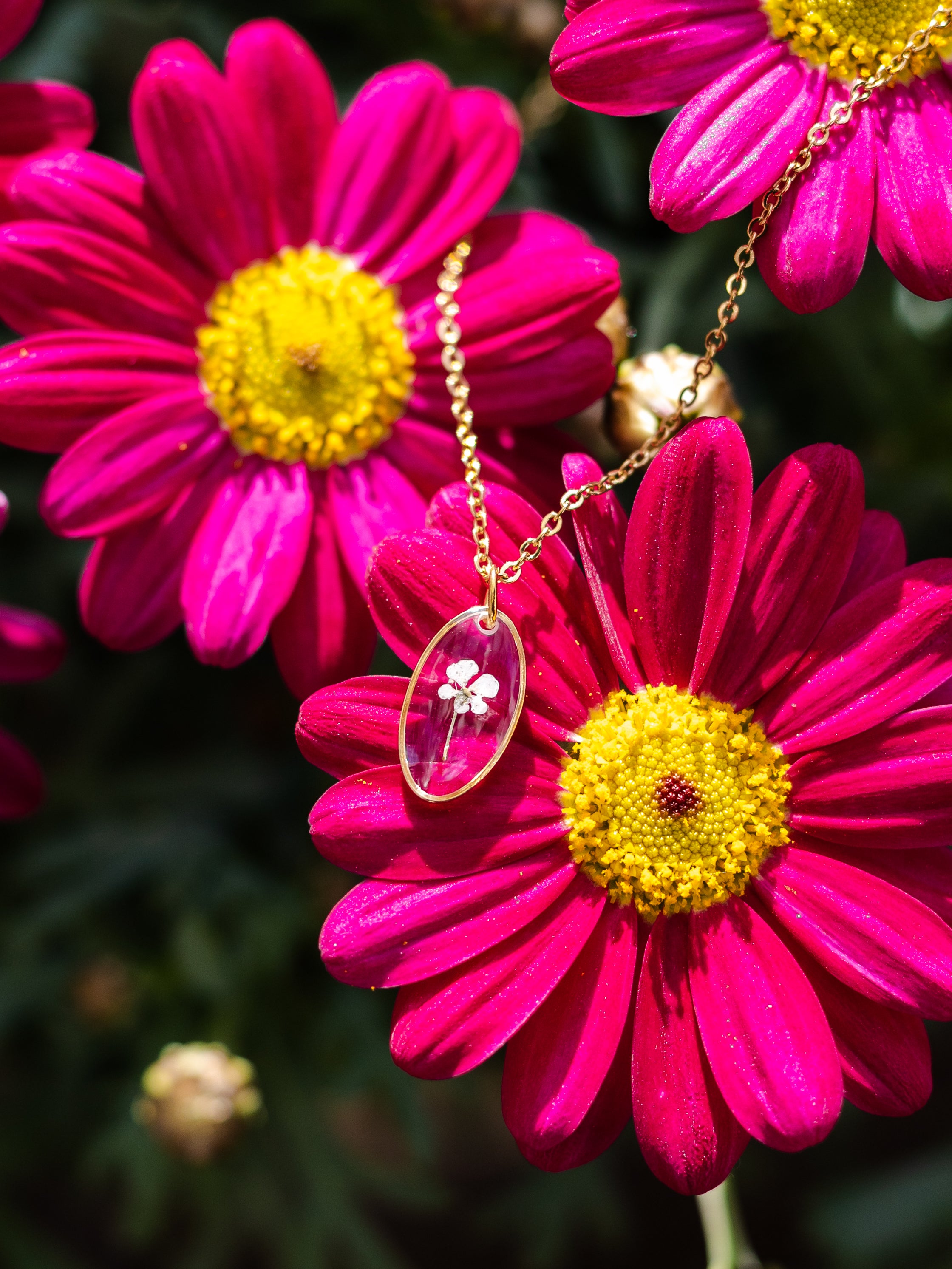 Dezente Halskette mit winziger Blüte | Naturschmuck von Usedom | Schmuck mit echten Pflanzen | Blumen Halskette | Usedom Schmuck | PVD Schmuck | Sandkorn Usedom