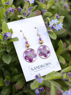 Ohrringe mit echten Blüten und Turmalinperlen - SANDKORN Usedom | Naturschmuck | Schmuck mit Pflanzen | Allergiefreundliche Ohrringe | Chirurgenstahl Ohrringe