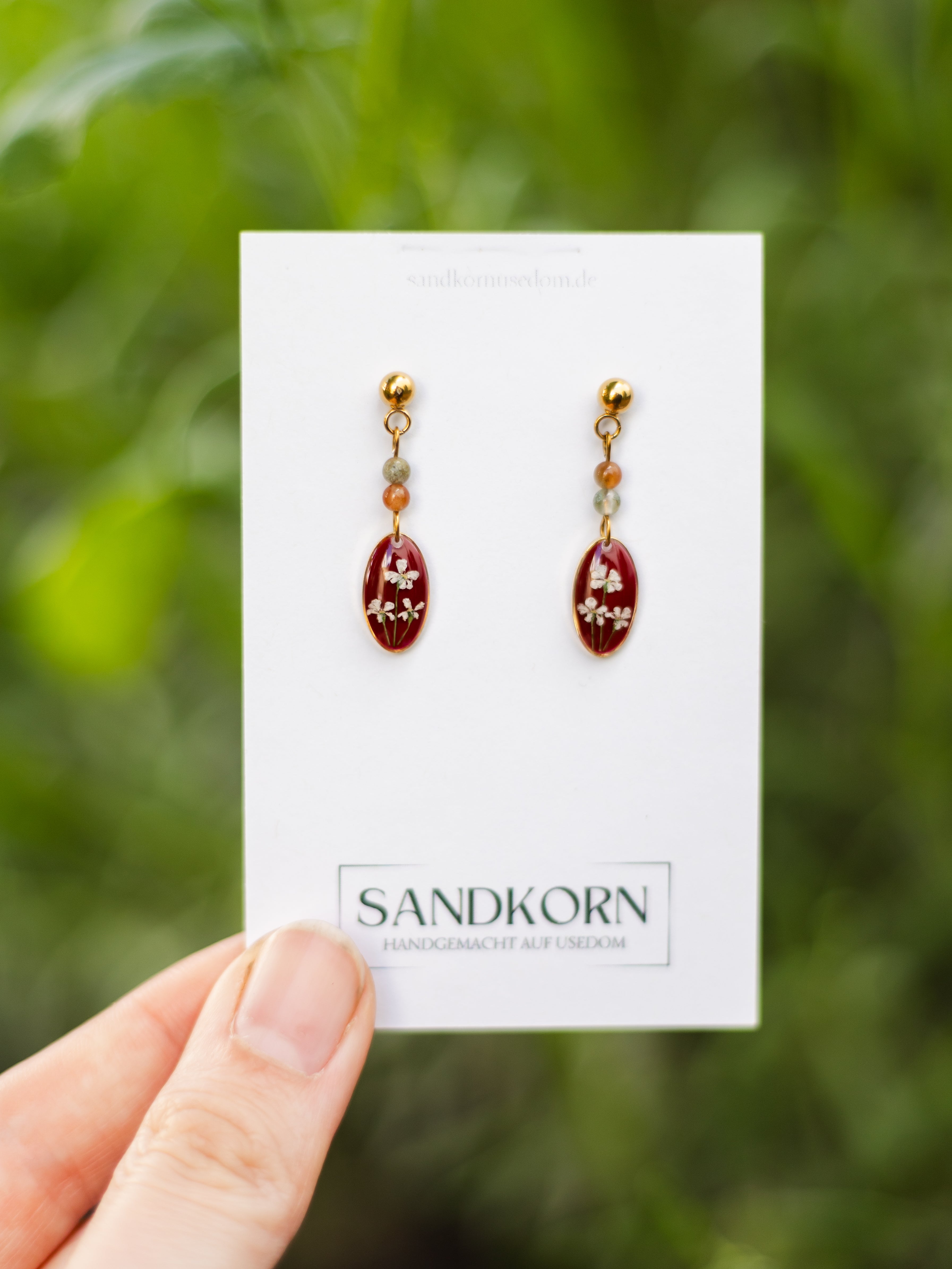 Ohrringe mit Wilder Möhre und indischem Achat - SANDKORN Usedom 