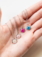 Halskette mit Katze und echter Blüte - SANDKORN Usedom | Schmuck für Kinder | Erinnerung an Katze | Erinnerungsschmuck | Katzen Halskette