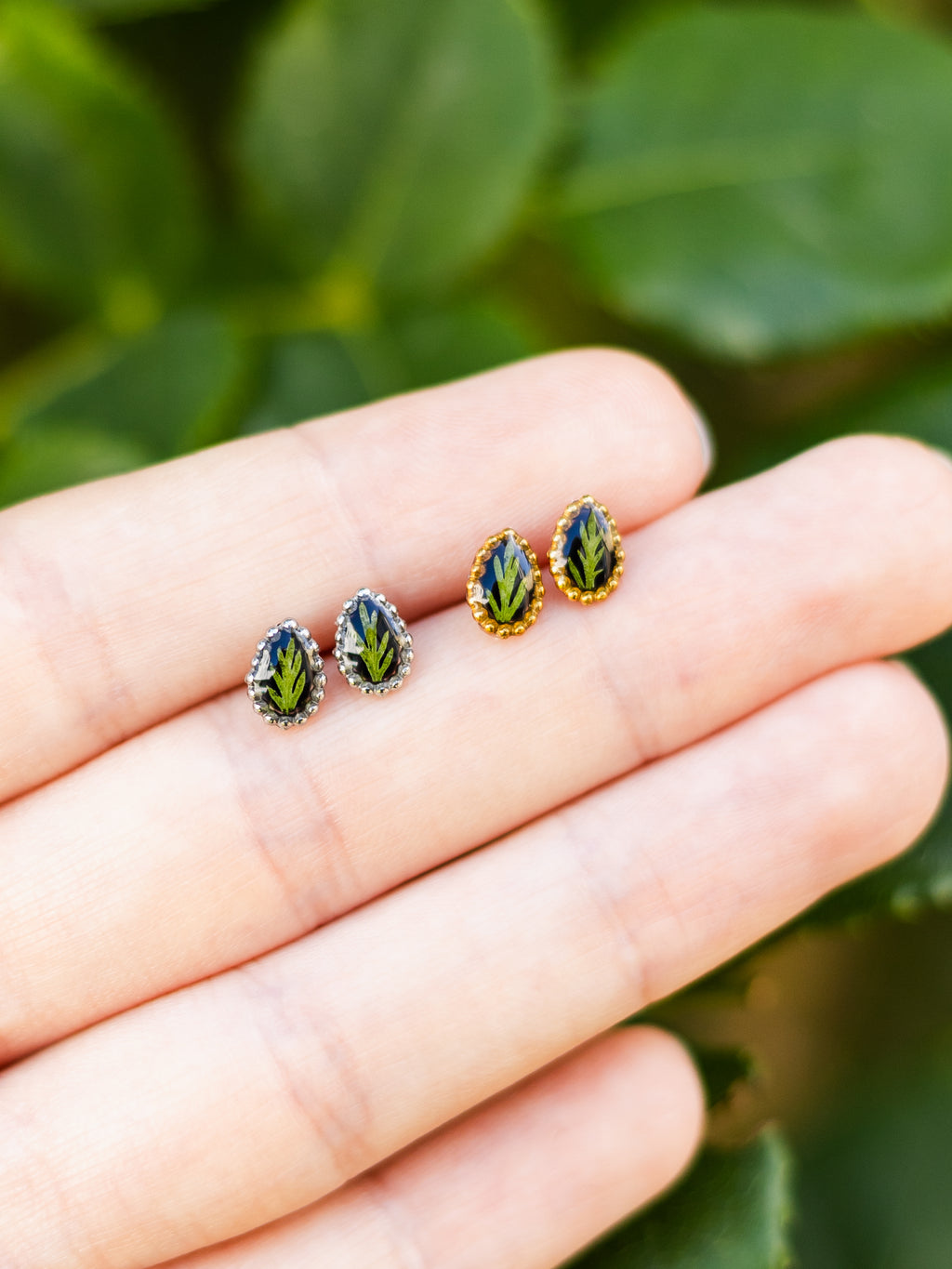 Mini stud earrings with Mugwort
