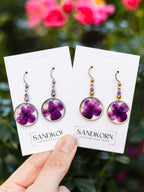 Earrings with hydrangea and amethyst beads
