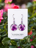 Earrings with hydrangea and amethyst beads