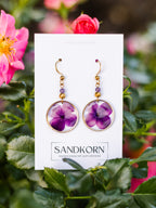 Earrings with hydrangea and amethyst beads