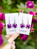 Earrings with hydrangea and amethyst beads