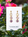 Earrings with tricolor spiraea - Purple