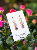 Earrings with tricolor spiraea - Purple