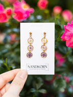 Earrings with tricolor spiraea - Purple