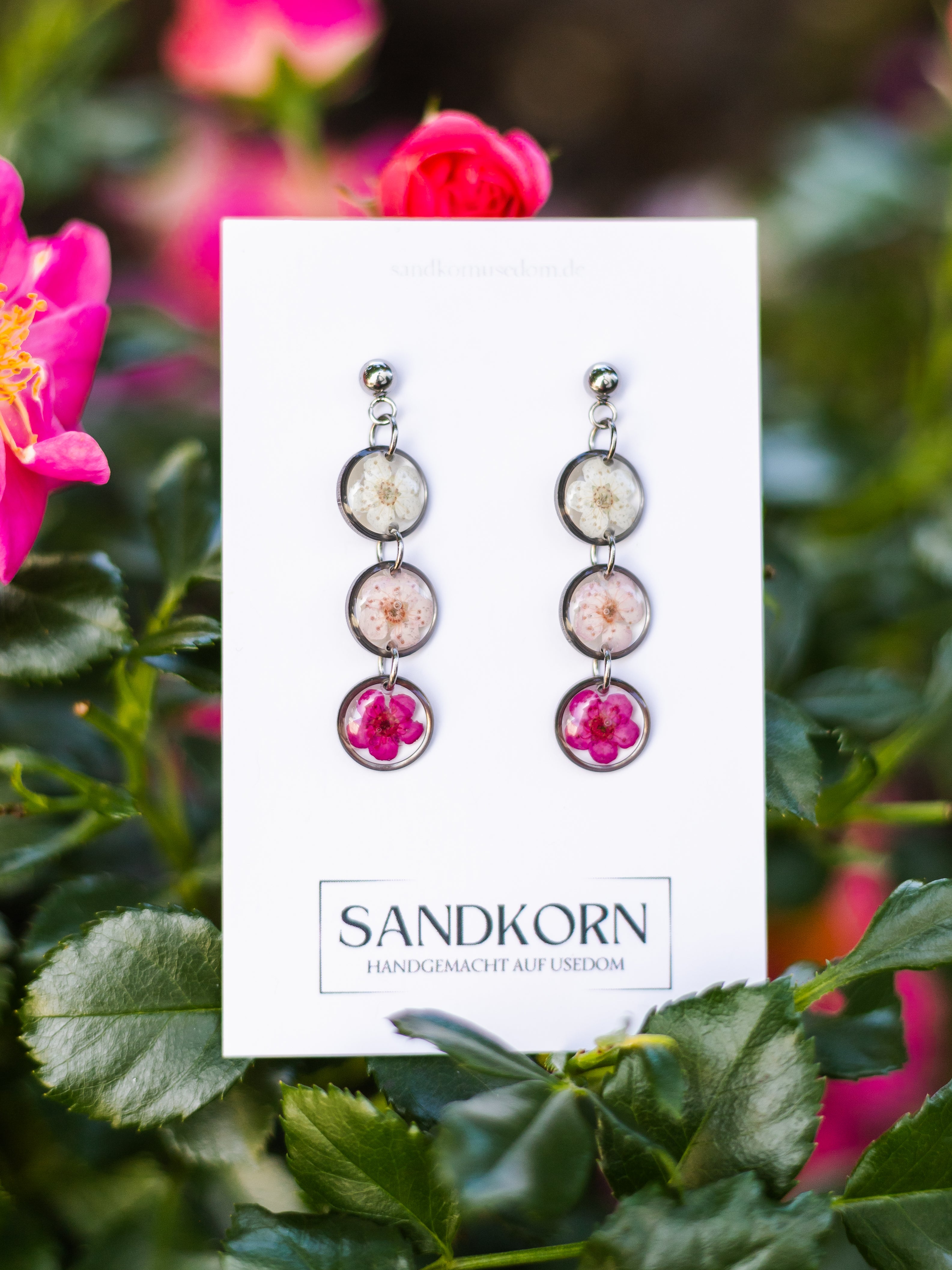 Ohrringe mit dreifarbiger Spiere - Pink - SANDKORN Usedom 