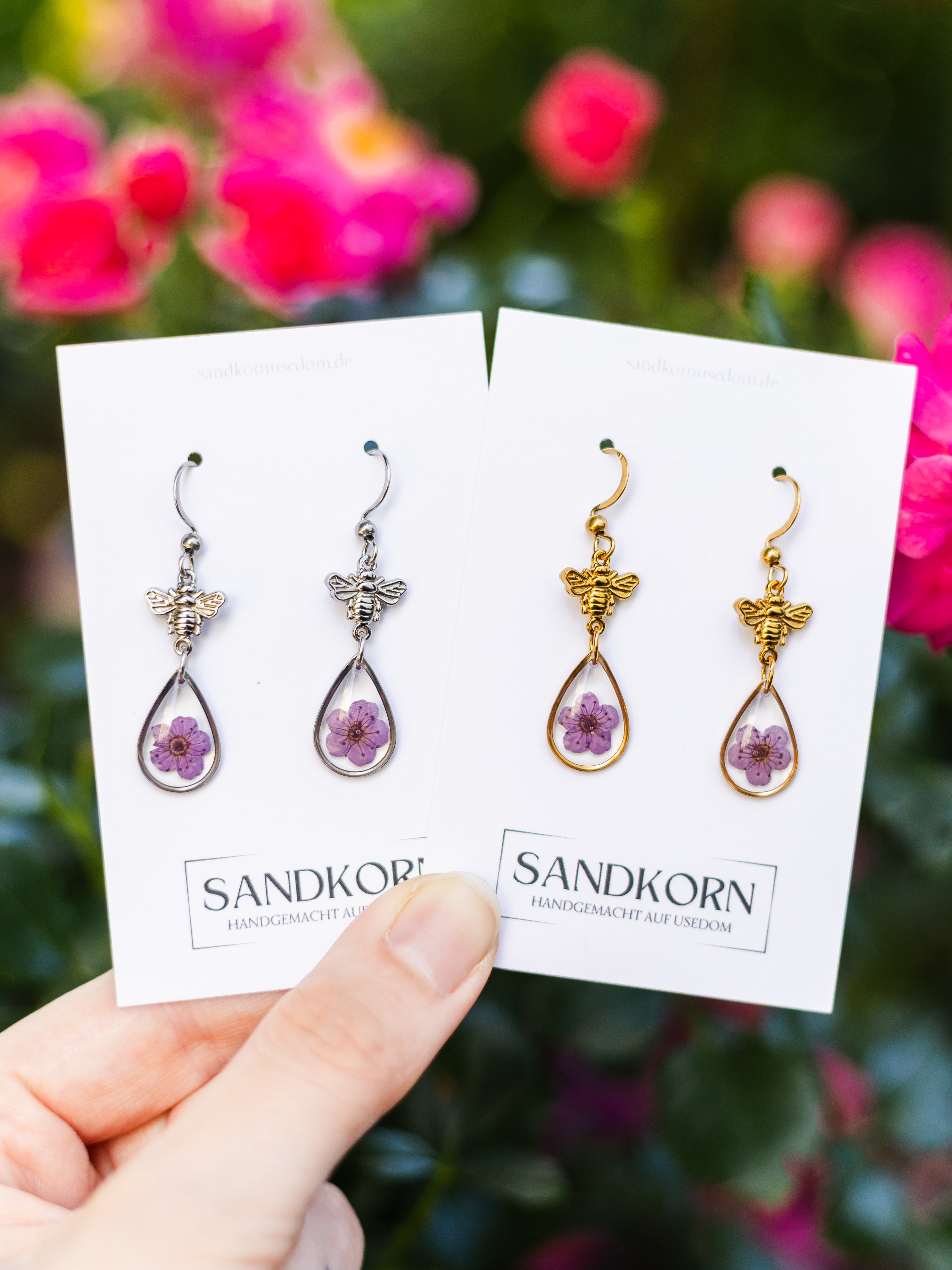 Earrings with Spiraea