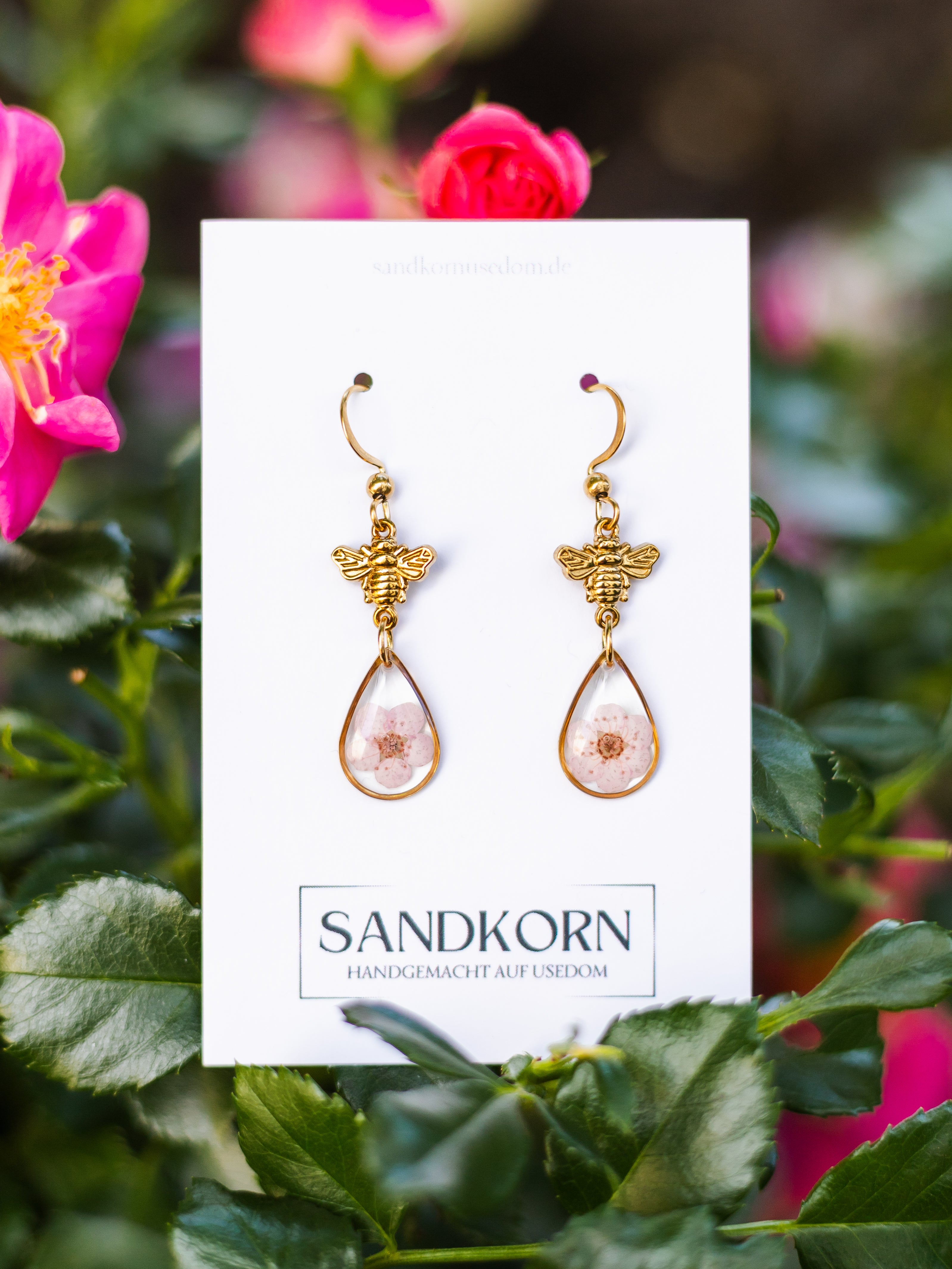 Earrings with Spiraea