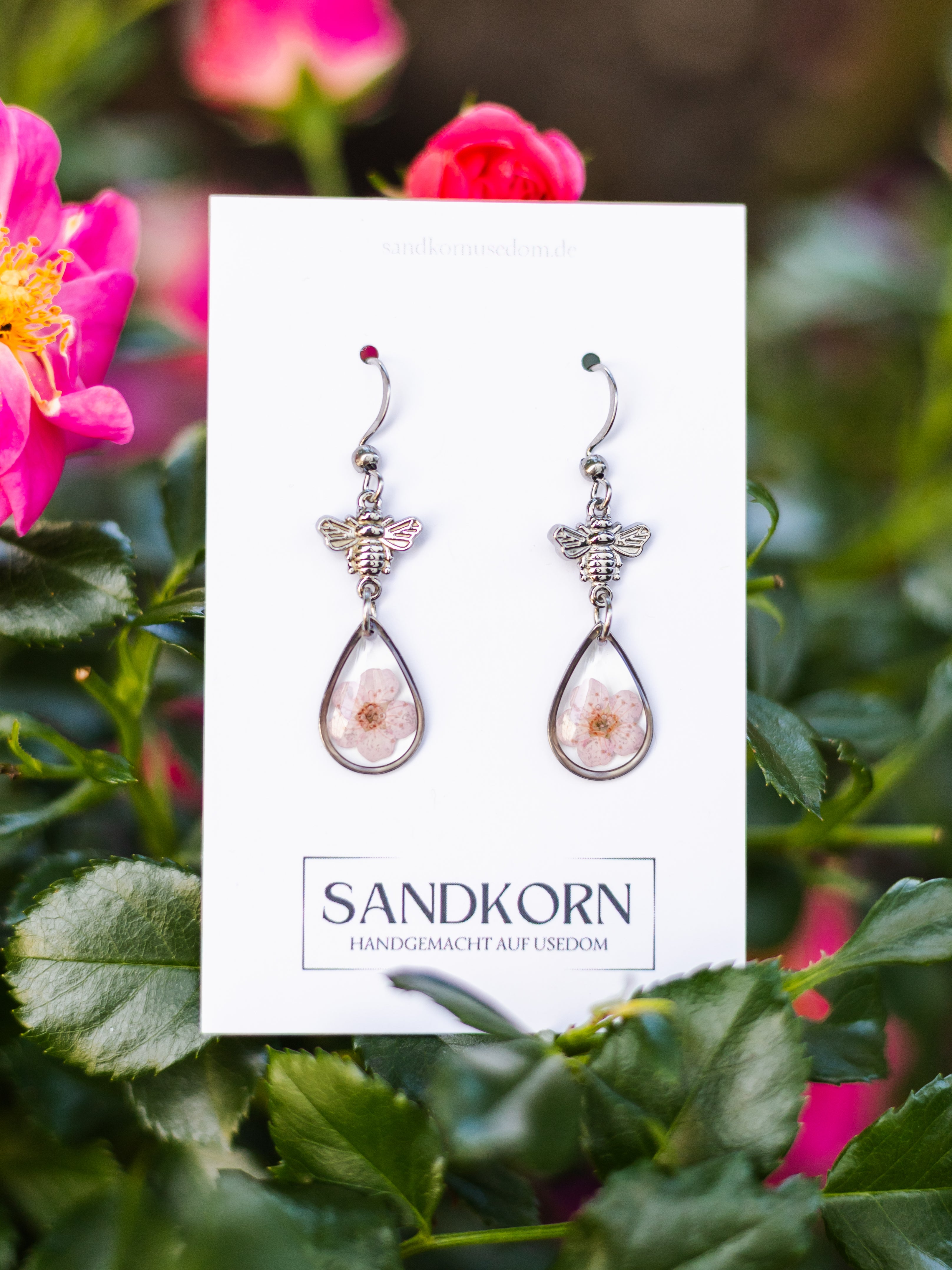 Earrings with Spiraea