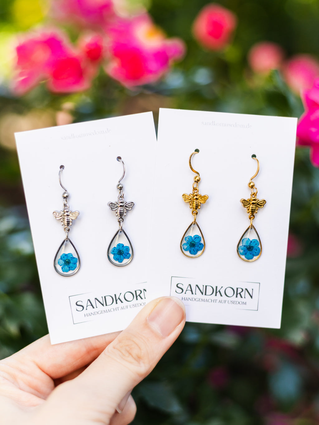 Earrings with Spiraea