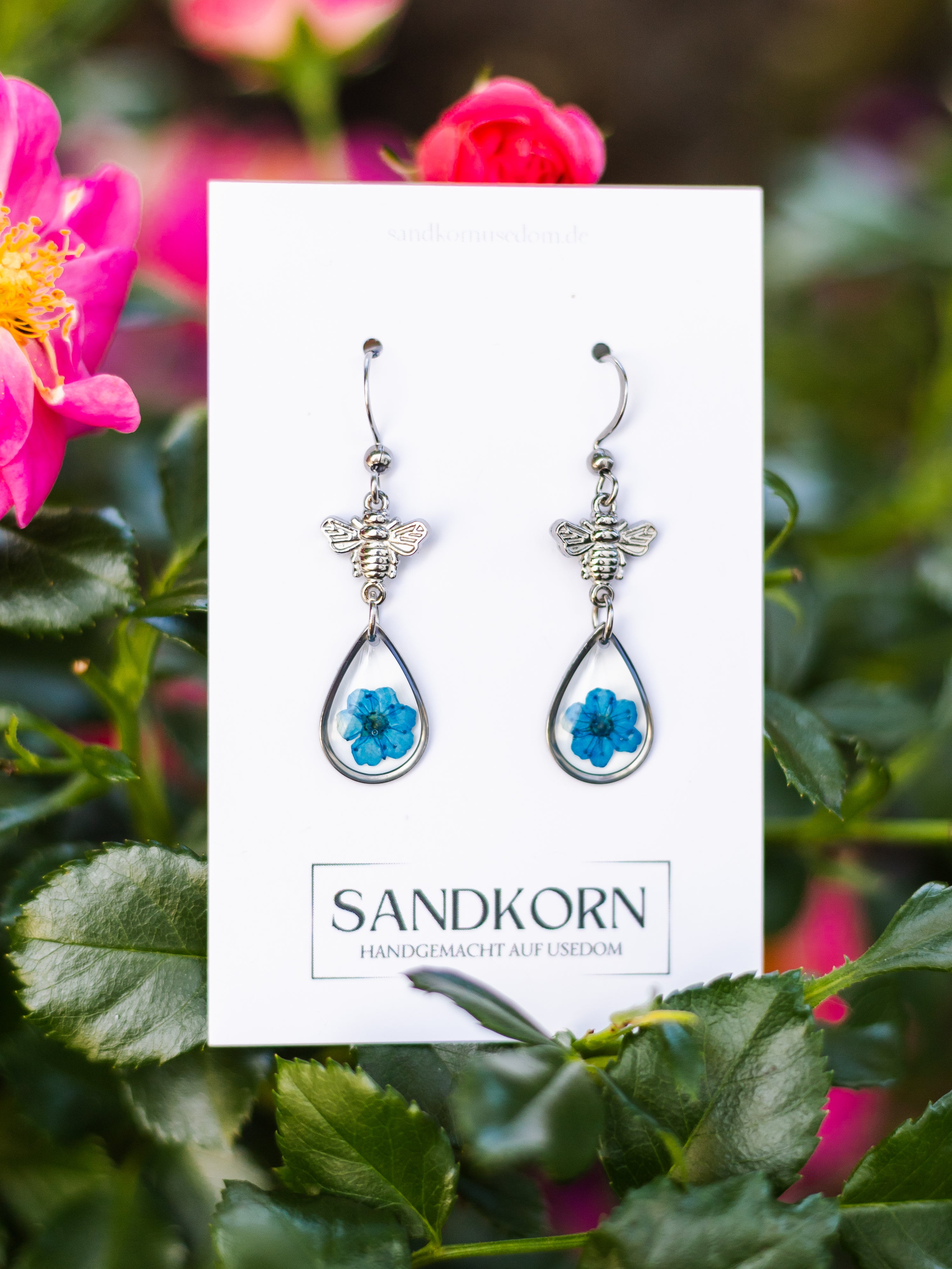 Earrings with Spiraea