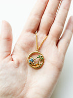 Necklace with beach, palm tree and turtle