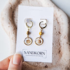 Ohrringe mit Herzmuscheln, Strandsand und Bernstein