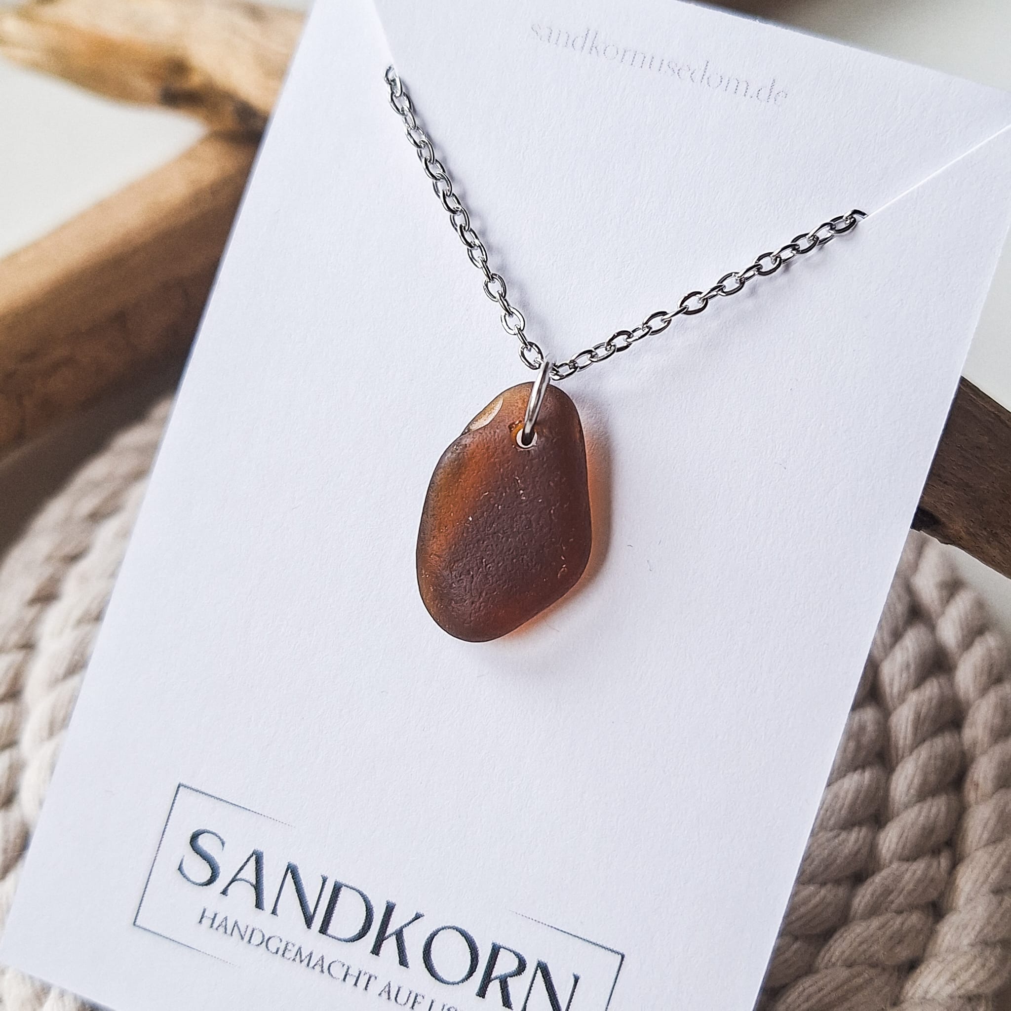 Seeglas-Halskette - Braun