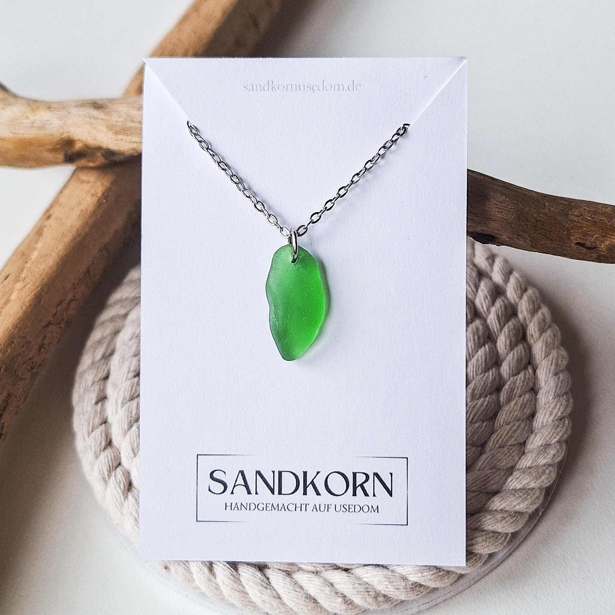 Seeglas-Halskette - Kelly Grün