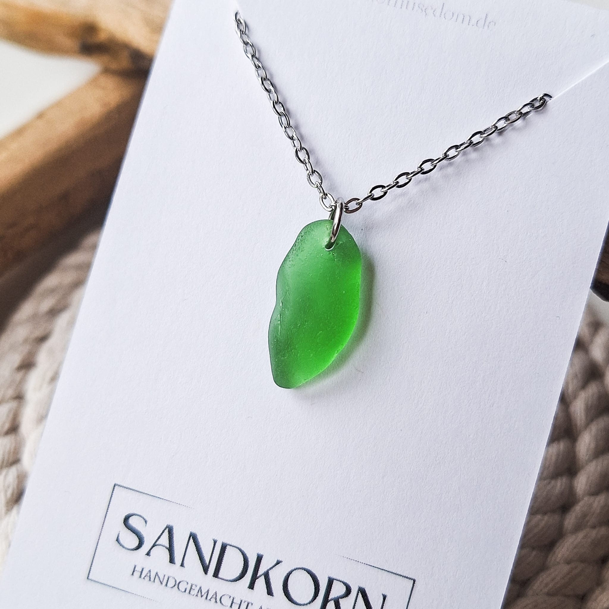 Seeglas-Halskette - Kelly Grün