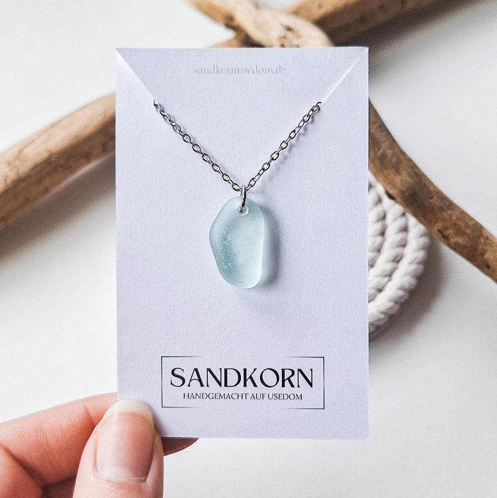 Seeglas-Halskette - Aqua