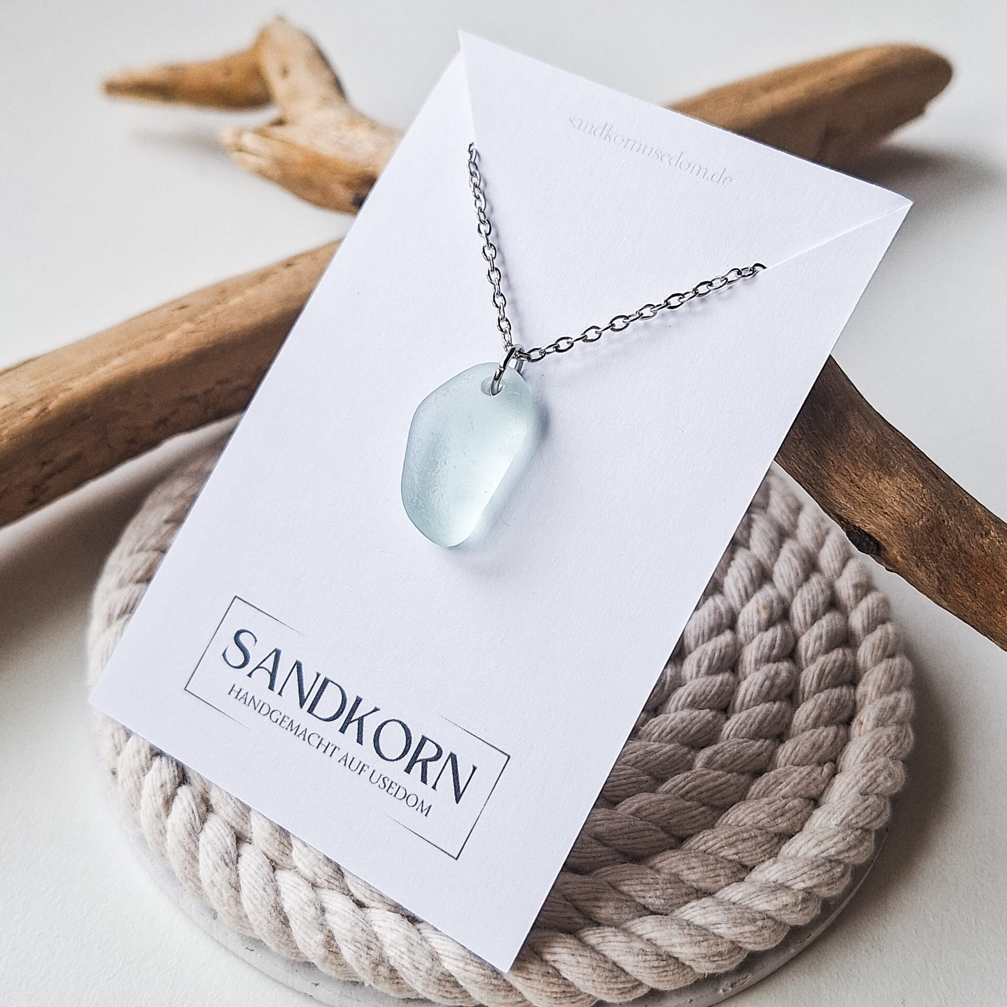 Seeglas-Halskette - Aqua