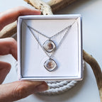 Partner necklaces with heart shells - silver