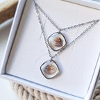 Partner necklaces with heart shells - silver