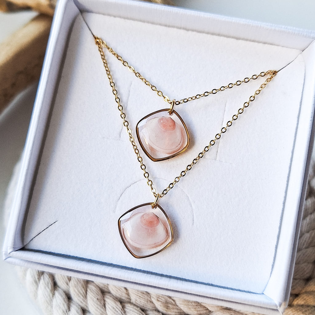 Naszyjniki partnerskie z płaskimi muszlami - Złoto