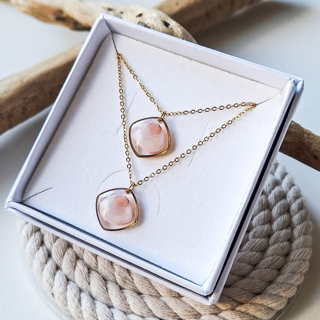 Naszyjniki partnerskie z płaskimi muszlami - Złoto