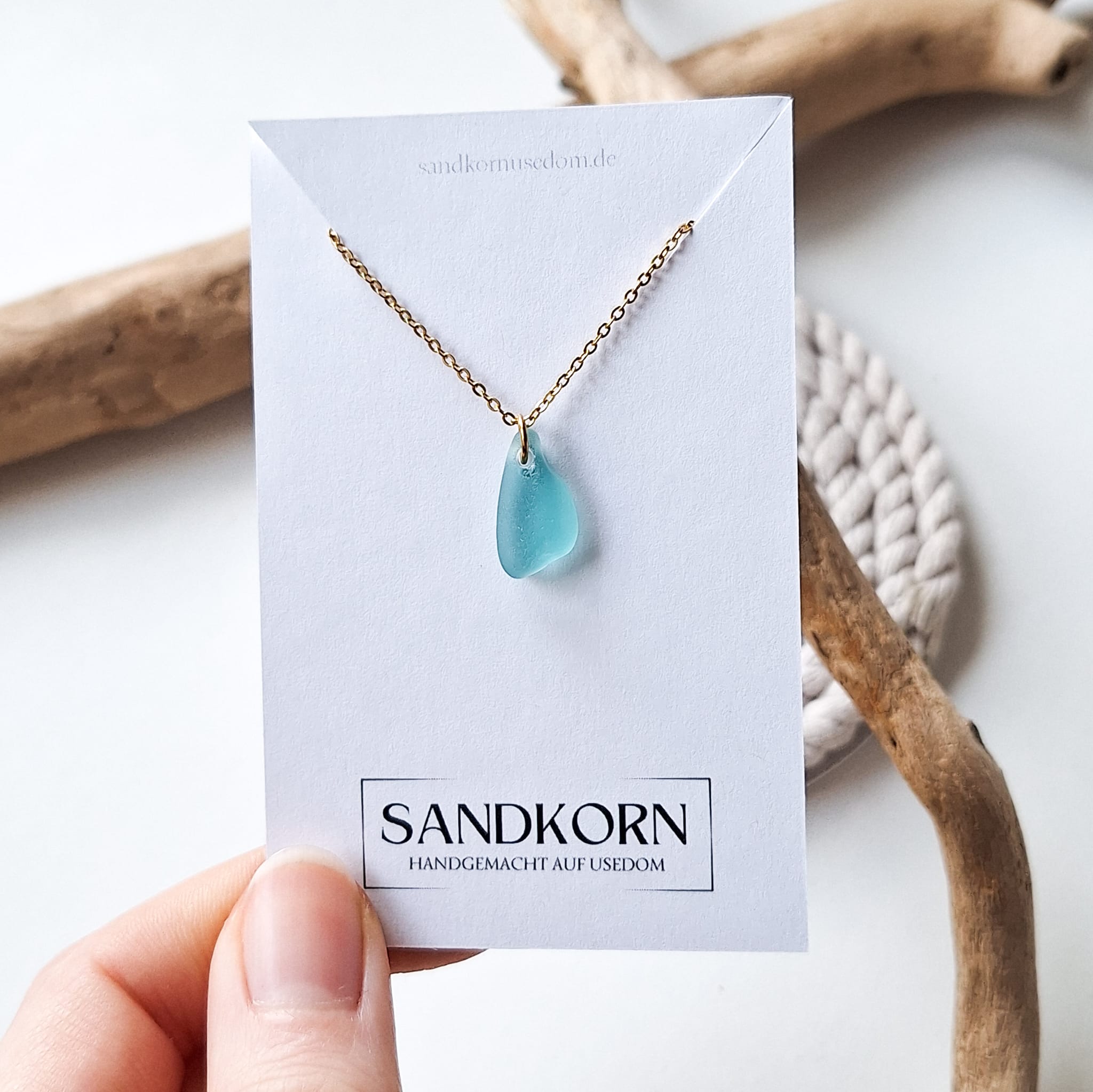 Seeglas-Halskette - Türkis
