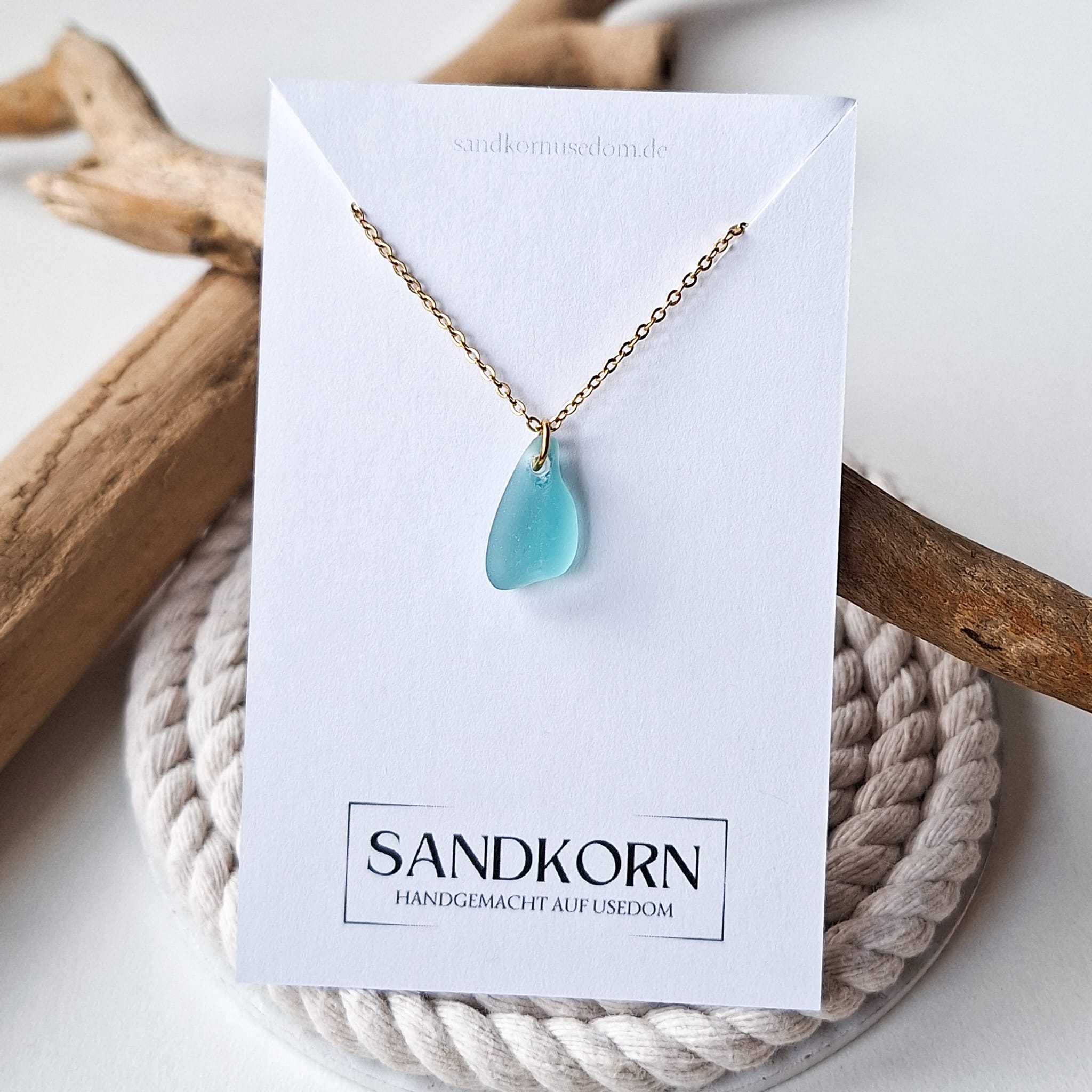 Seeglas-Halskette - Türkis